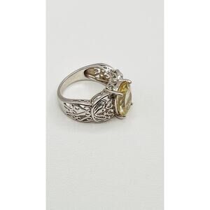 Vintage Wedding BBJ Ring 925 Sterling Silver Size 8,75 Ivory Clear Quartz Stone